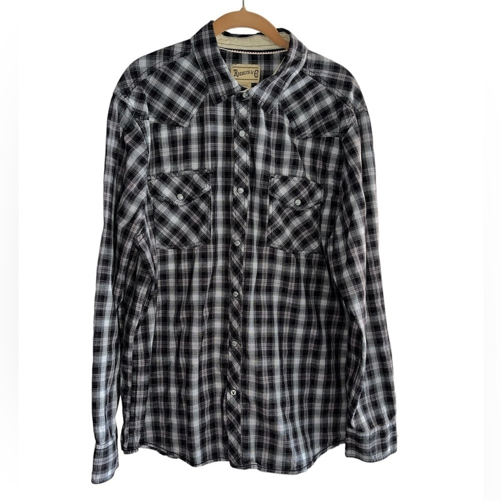 Roebuck & Co vintage Plaid Western Pearl Snap Shirt